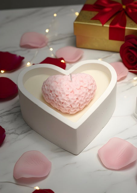 Heart Candle with Floral Center